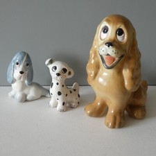 3 x Vintage Dog Figurines Ceramic Ornament Italy Italian Tosin ? Cartoon Kitsch