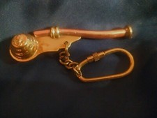 NEW BRASS KEY RING BOSUN BOATSWAIN'S WHISTLE SHIP UK SELLER