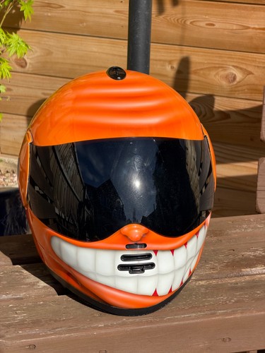 Orange airbrushed helmet - airbrushed,