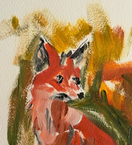 Original abstract fox painting - fox,