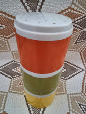 3 Vtg Tupperware Spice Shakers Stacking Containers Jars Retro Salt & Pepper Lids