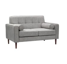 Grey Sofa 2 Two Seater Draper Woven Fabric with Bolster Cushions - New Boxed