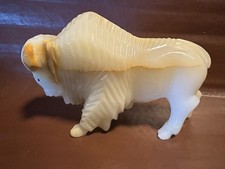Carved Onyx Stone Buffalo / Bison Figure Large 6.5" Wide, 4.5" Tall