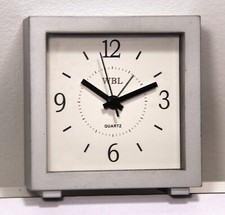 Square Bed Side Table Alarm Clock Grey Metal