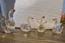 Mini glass swans - glass, family