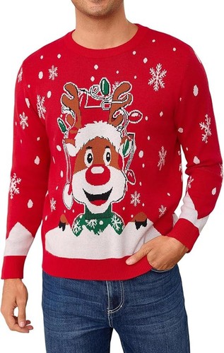 Mens christmas jumper red - mens,