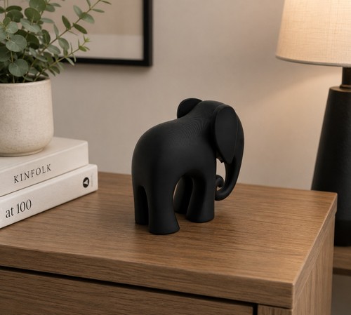 Black elephant ornament - black,