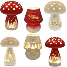 Shudehill Giftware Bright Xmas Lamp & Mushroom Collection Red & Gold LEDs