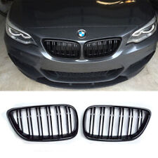 FOR BMW F22 F23 2 SERIES 14-18 FRONT KIDNEY GRILL GRILLE GLOSS BLACK DOUBLE LINE