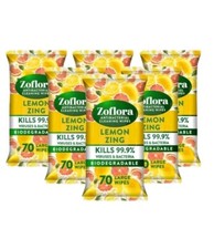 zoflora multi surface cleaning wipes 70 x 6 or x 70 x 12  lemon zing