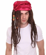 Caribbean Pirate Braided Pirate Wig, Premium Breathable Capless Cap, HM-173A