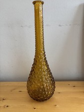 VINTAGE EMPOLI BUBBLE AMBER ART GLASS GENIE BOTTLE DECANTER  46cm