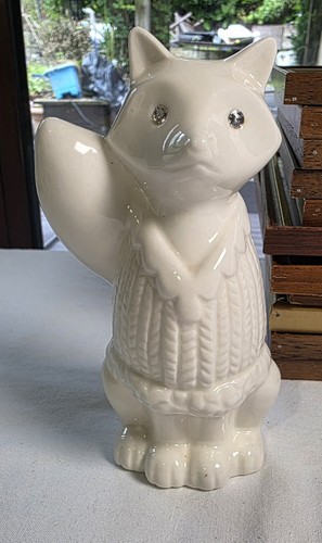 White ceramic fox figurine - ceramic,