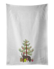 NEW Lurcher #1 Christmas Tree Kitchen Towel Set of 2 White Dish Towels