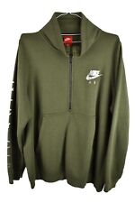 Nike Air Metallic Swoosh Womans 1/4 Zip Green Sweatshirt Jumper Size L Oversized