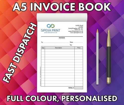 Invoice book personalised - a5,