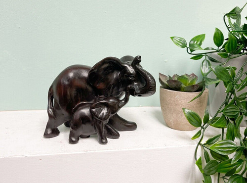 Black elephant statue - black,