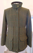 Joules Tweed Field Jacket Size 10 VGC Khaki Green. A367