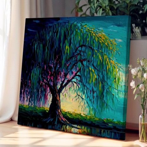 Weeping willow painting - painting, canvas