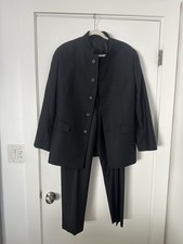 Custom Made Black Nehru Collar Suit Set – Jacket & Pants, High-End