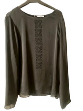 Jigsaw black top blouse with laser cut out, size 10, BNWOT, RRP £99