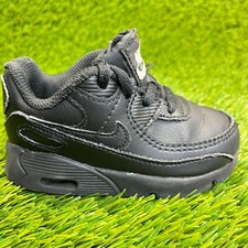 Nike Air Max 90 Triple Black Toddler Size 6C Athletic Leather Shoes Sneakers