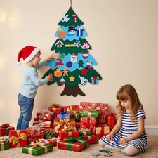 DIY Felt Christmas Tree Set with Detachable Ornaments Kids Wall Haning Xmas Gift