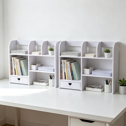 2pcs white desktop - desktop, storage