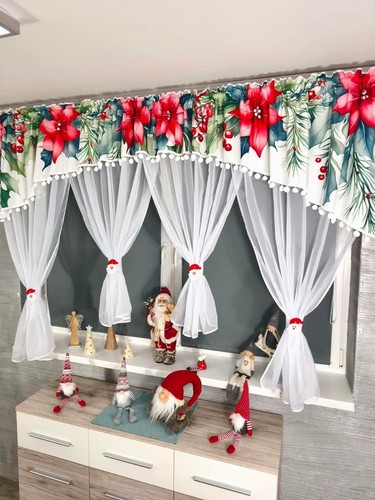 Christmas voile net curtain - voile,