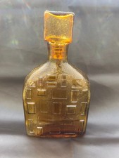 Vintage Amber Genie Bottle Decanter Empoli Italy Amber Retro Design