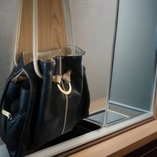 Gigi Othello Two Tone  Real Leather Navy and Cream Shoulder Handbag