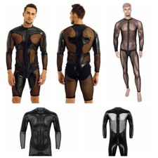 Sexy Mens PVC Leather Mesh