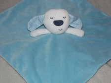 Sainsburys puppy comforter soft toy TU blue dog blankie stripe ears