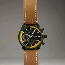 LATOR CALIBRE CHRONOGRAPH WATCH BROWN LEATHER STRAP Water Resistant REF A15