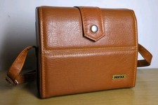 Vintage Pentax 110 Hard Leather Brown Camera Bag Gadget Case Japanese 16x20x9cm