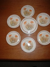 VINTAGE MARKS AND SPENCER M&S FIELD FLOWERS 6 COASTERS IN STORAGE BOX - EXC CON