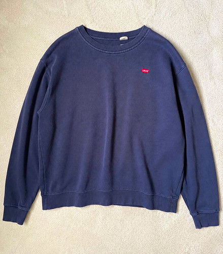 Levi navy cotton fleece crew - navy,