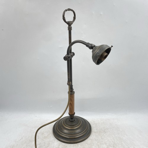 Vintage student desk - desk, lamp