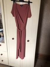PRIMARK Ladies Cropped Jumpsuit Size 6 Terracotta Pink Ribbed Cap Sleeve