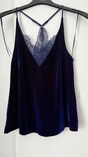 Gorgeous BN M&S Autograph blue velvet & eyelash lace cami tops