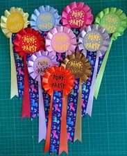10 X 1 Tier Pony Party Rosettes with Unicorn printed tail