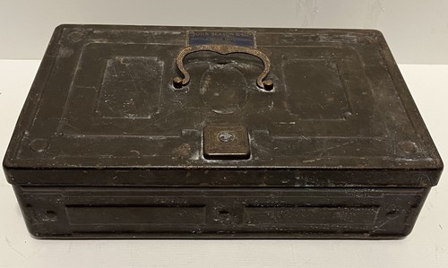 Antique metal strong box - metal,