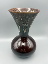 Vintage Kernewek Pottery Cornwall Brown Honeycomb Trumpet Vase 7" Tall