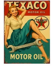 TEXACO OIL PIN UP GIRL  METAL GARAGE  SIGN  PLAQUE A6 A5 A4