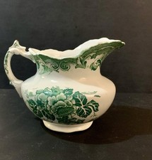 Antique W. Adams Sandringham Green Transferware Creamer Jug c1900 England 