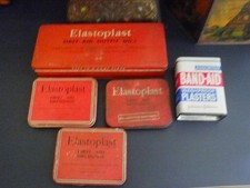 5 Vintage Chemist Plaster Tins