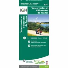 Greenways & Cycle Routes of France incl EuroVelo planning map IGN 924 1:1Million