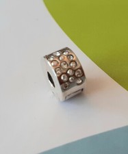 Chamilia  Glimmer  clip lock  charm Clear Swarovski crystal  925 silver