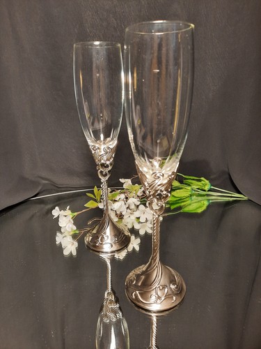 Ornate silvery stemmed - 2, heart