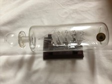Many Rose Ship In A Bottle, Mayflower Glass Sculpture On Stand *Read Info*
